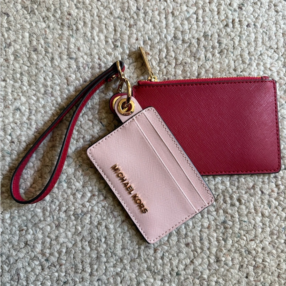 Michael Kors Red and Pink Card Holder Duo